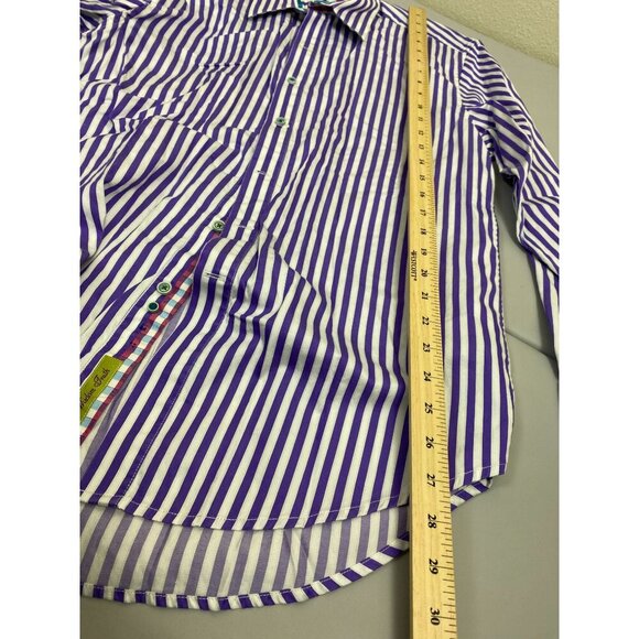 Robert Graham X White Purple Stripe Long Sleeve Button Up Shirt Men Large Cotton - Picture 13 of 13